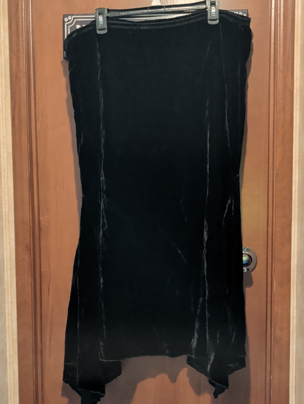 Black Velvet Asymmetric Hem Women's Skirt - Picture 2 of 5